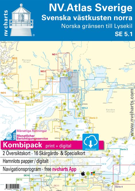 Hovedbilde Kart kombi Atlas Sverige 5.1 - Vestkysten Norra