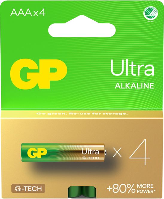Hovedbilde GP Ultra Alkaline batteri AAA 4-pk
