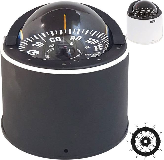 Hovedbilde Riviera White Star BW4 kompass med pidestall